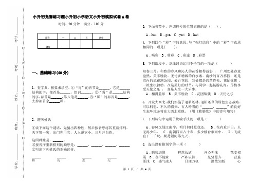 小升初竞赛练习题小升初小学语文小升初模拟试卷A卷