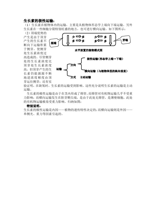 人教课标版高中生物必修3第3章生长素的极性运输