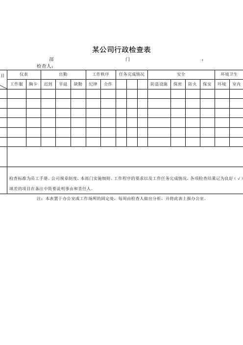 企业行政检查表