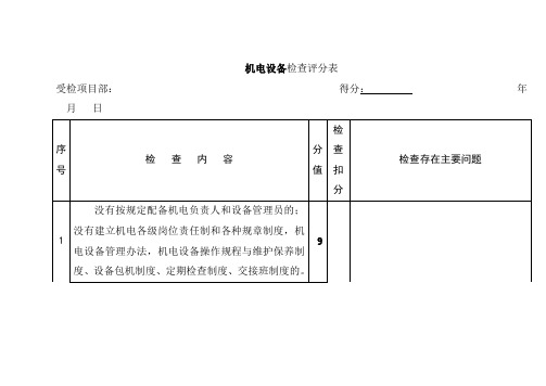 机电设备检查评分表