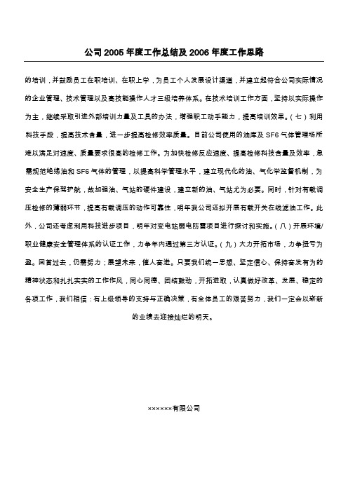 公司2005年度工作总结及2006年度工作思路_1