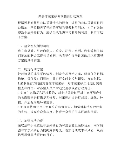 某县非法采砂专项整治行动方案