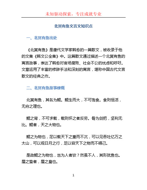 北冥有鱼文言文知识点