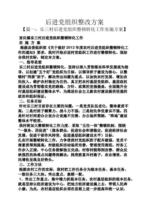 活动方案之后进党组织整改方案