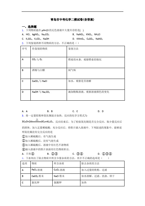 青岛市中考化学二模试卷(含答案)