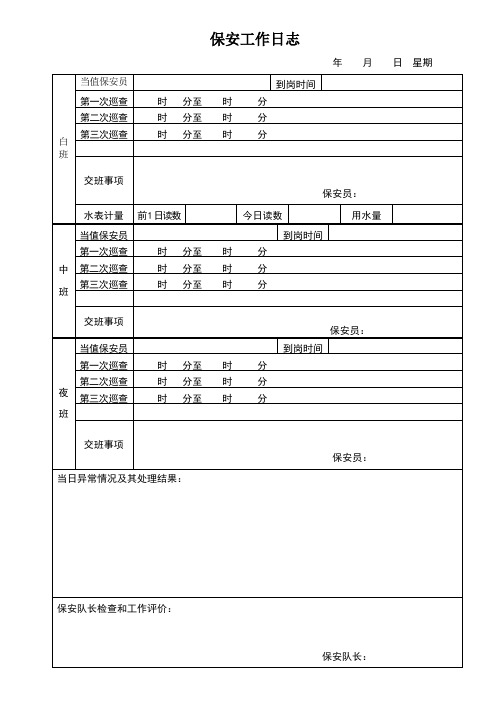 保安工作日志97309