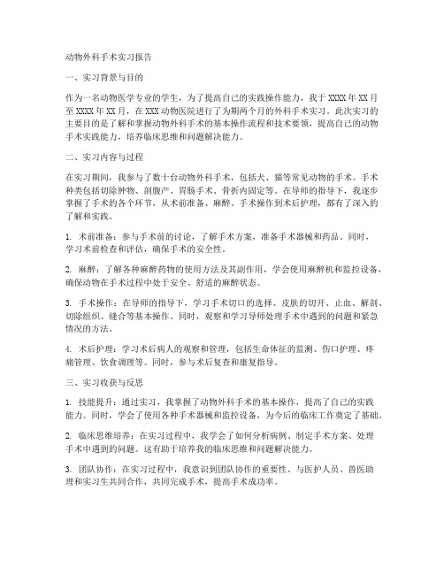 动物外科手术实习报告