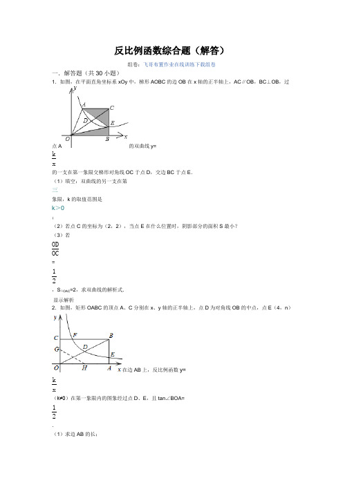 反比例函数综合题难题