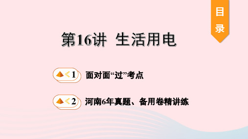 河南省2020年中考物理一轮复习基础考点一遍过第16讲生活用电课件