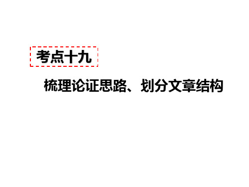 2019秋人教部编版八年级语文上册现代文阅读教学课件：议论文阅读 考点十九 - 梳理论证思路、划分文章结构