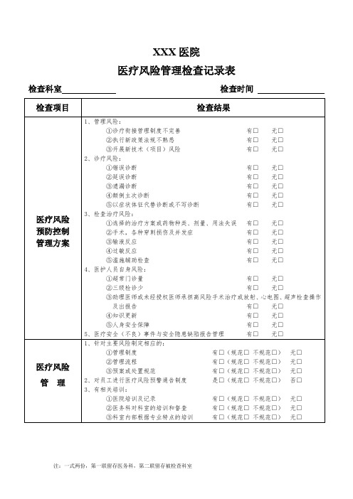 医疗风险管理检查记录表(修)