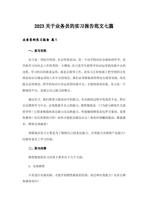 2023关于业务员的实习报告范文七篇