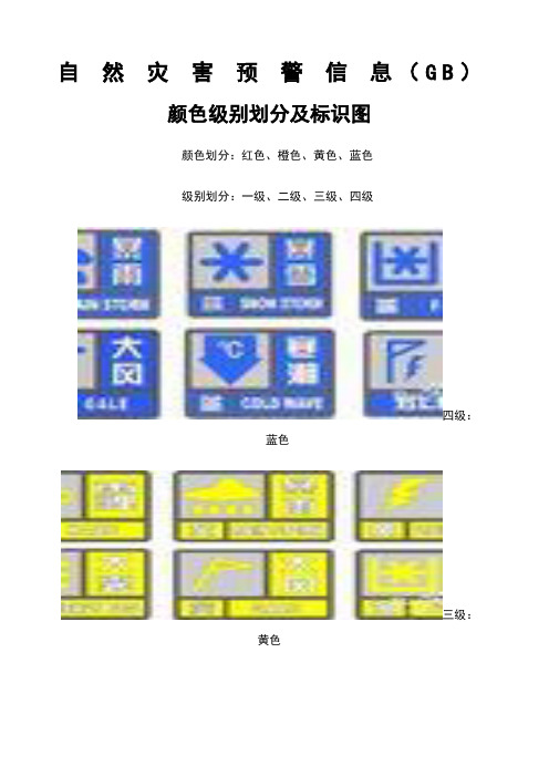 自然灾害预警信息颜色等级划分及图标