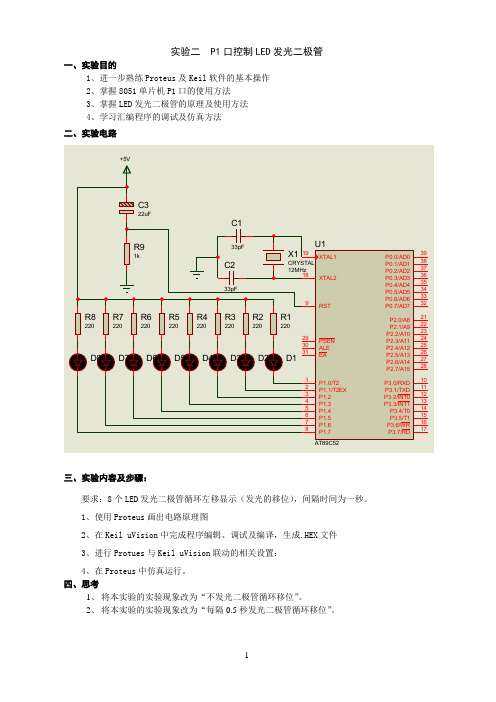 实验二P1口控制LED发光二极管