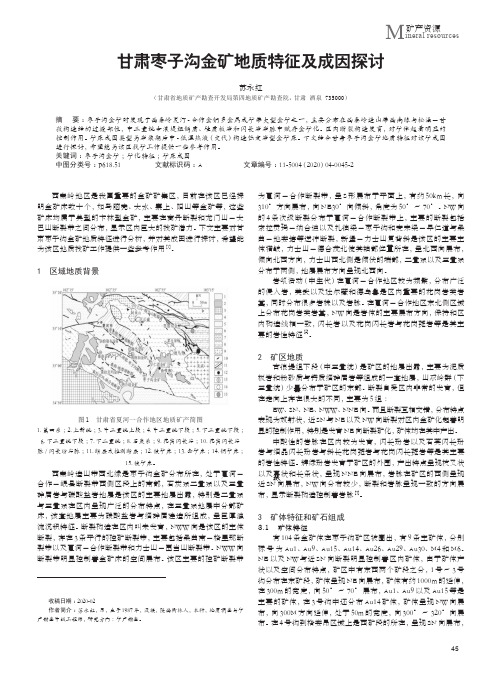 甘肃枣子沟金矿地质特征及成因探讨