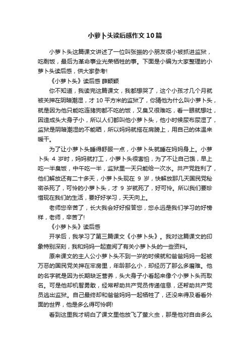 小萝卜头读后感作文10篇