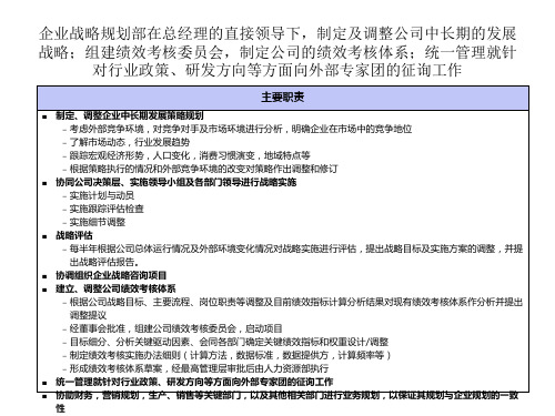 【战略管理】企业战略规划部主要职责