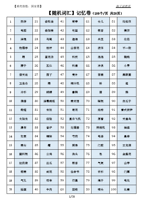 【随机词汇】比赛训练资料3  共20页