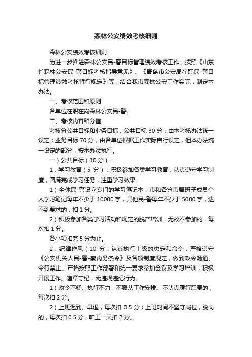 森林公安绩效考核细则