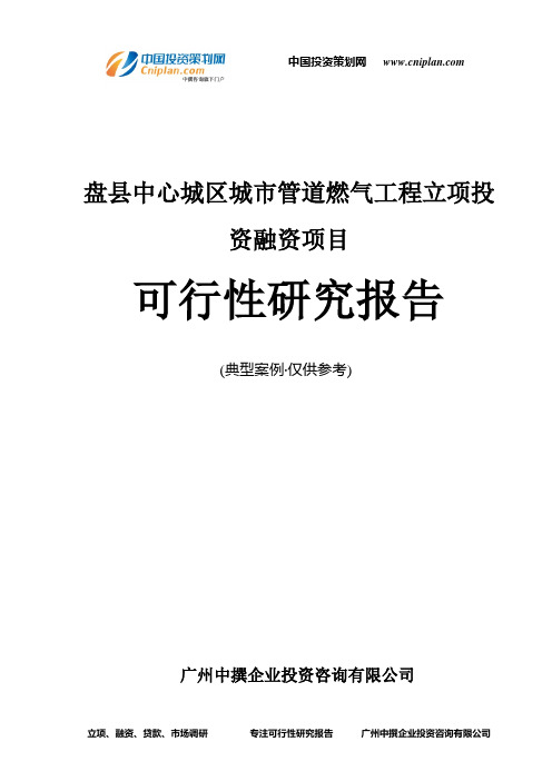 盘县中心城区城市管道燃气工程融资投资立项项目可行性研究报告(中撰咨询)