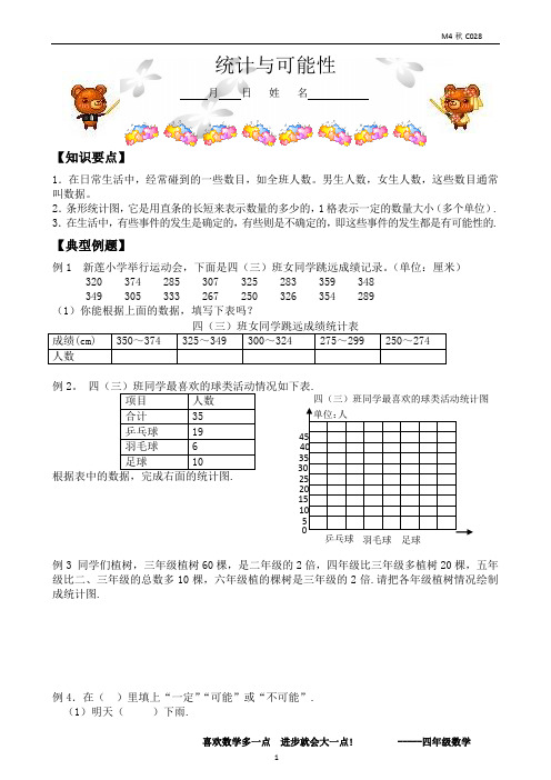 四年级秋季教材班第28次课 统计与可能性