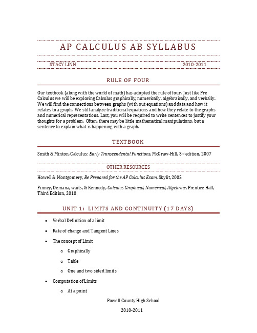 AP Calculus AB Syllabus