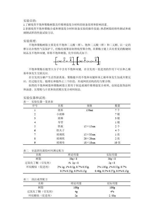 不饱和聚酯树脂及玻璃钢的制备