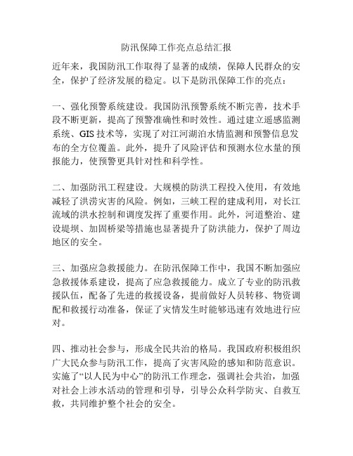 防汛保障工作亮点总结汇报