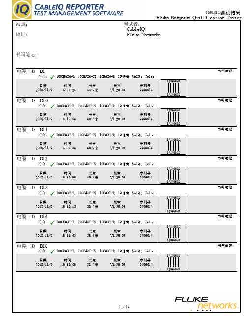 所有信息点的fluke测试报告