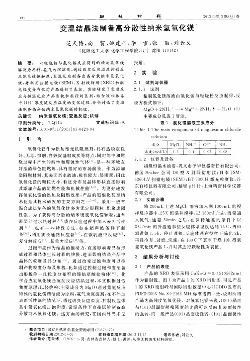 变温结晶法制备高分散性纳米氢氧化镁