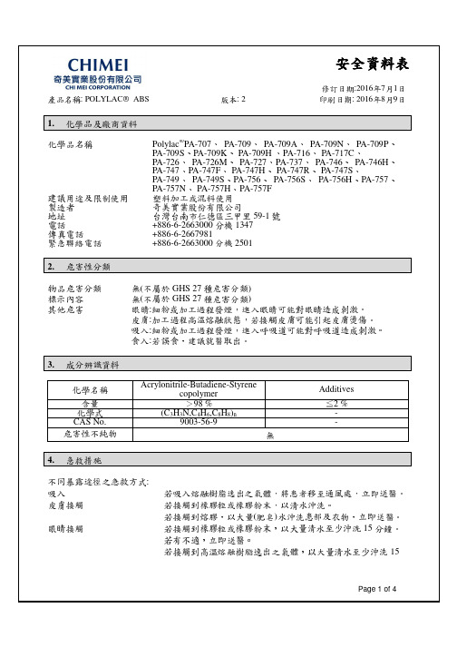 化学品及厂商资料