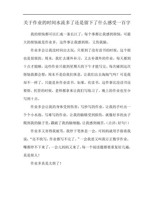 关于作业的时间水流多了还是留下了什么感受一百字