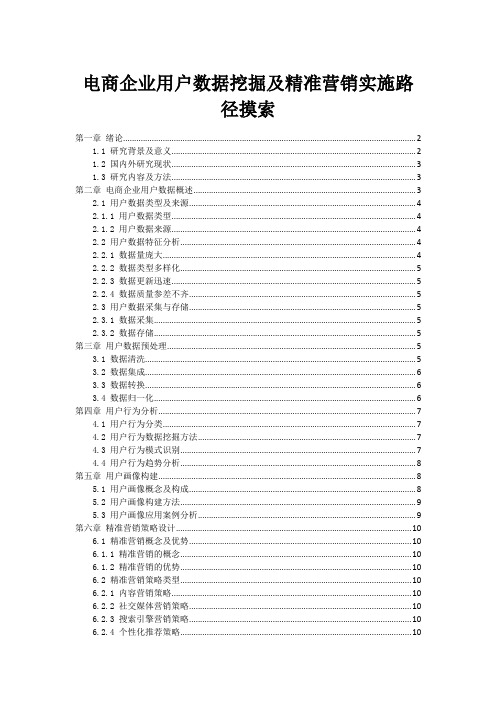 电商企业用户数据挖掘及精准营销实施路径摸索