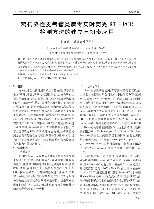 鸡传染性支气管炎病毒实时荧光ＲＴ－ＰＣＲ检测方法的建立与初步应用