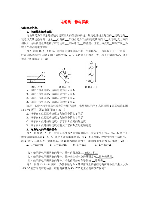 电场线静电屏蔽