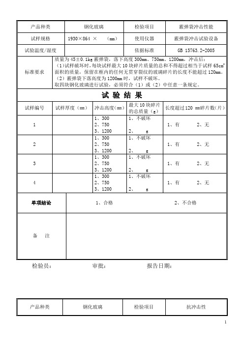 特种玻璃有限公司 产品检测报告 实例范本