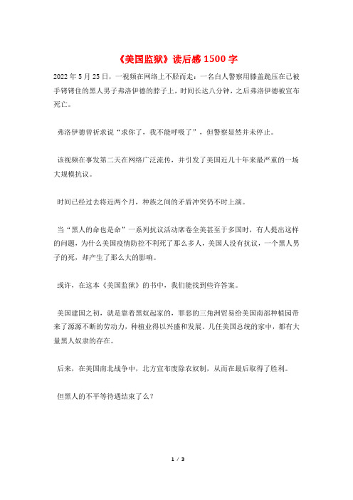 《美国监狱》读后感1500字