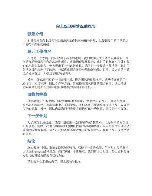 向上级说明情况的报告