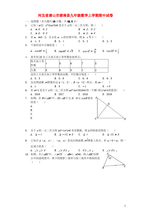 河北省唐山市滦南县九年级数学上学期期中试卷含解析