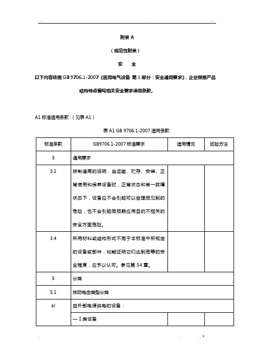 医用电气设备 安全通用要求 试验模板