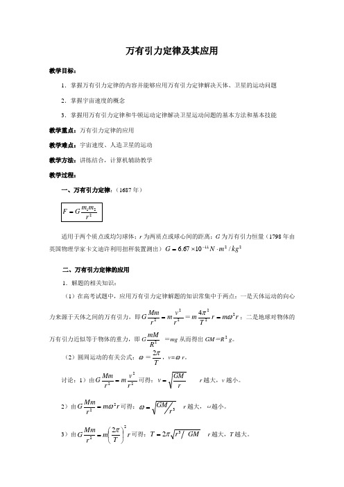 万有引力定律及其应用完美版