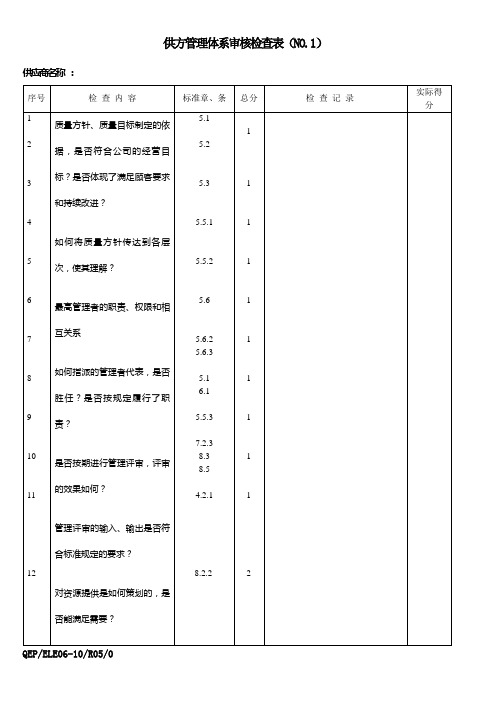 供方管理体系审核表