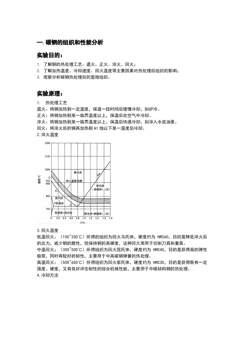 材料科学实验-碳钢的组织和性能分析