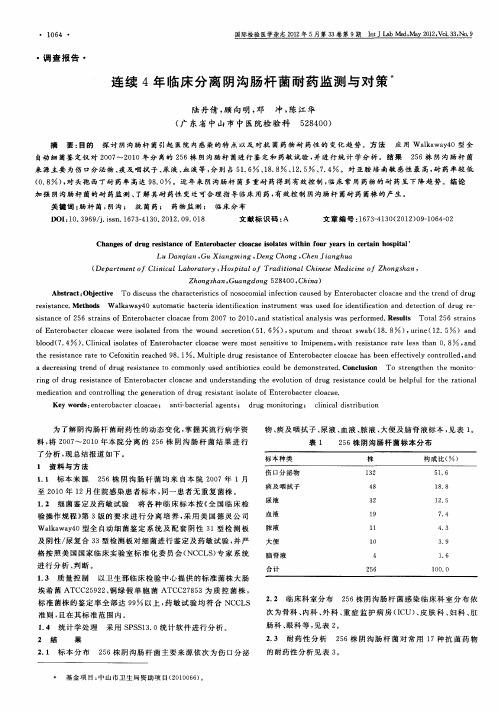 连续4年临床分离阴沟肠杆菌耐药监测与对策