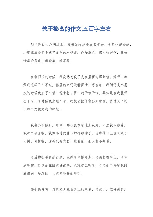 关于秘密的作文,五百字左右