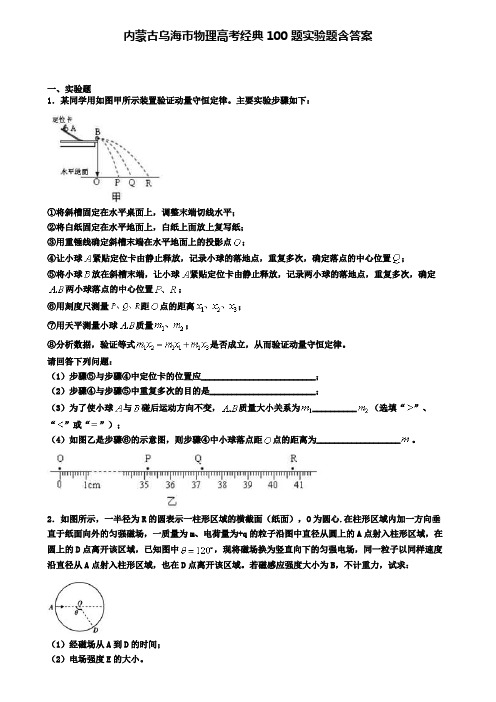 内蒙古乌海市物理高考经典100题实验题含答案