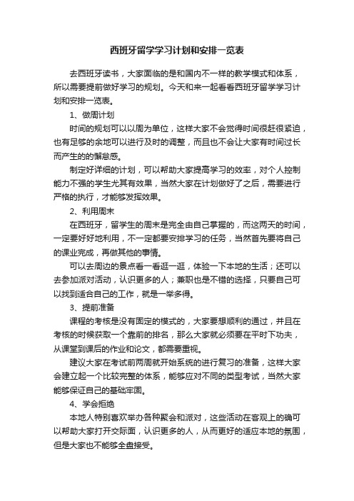 西班牙留学学习计划和安排一览表