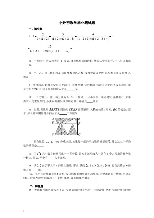 人教版小升初数学毕业测试题及答案