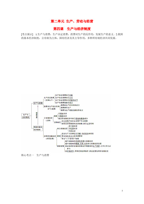 高考政治一轮总复习 第二单元 第四课 生产与经济制度