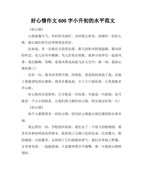 好心情作文600字小升初的水平范文